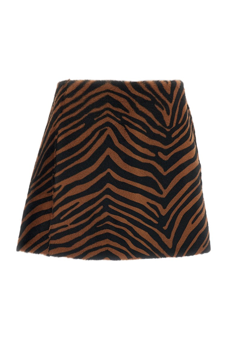 Parosh Animalier Pony-Effect Leather Mini Skirt
