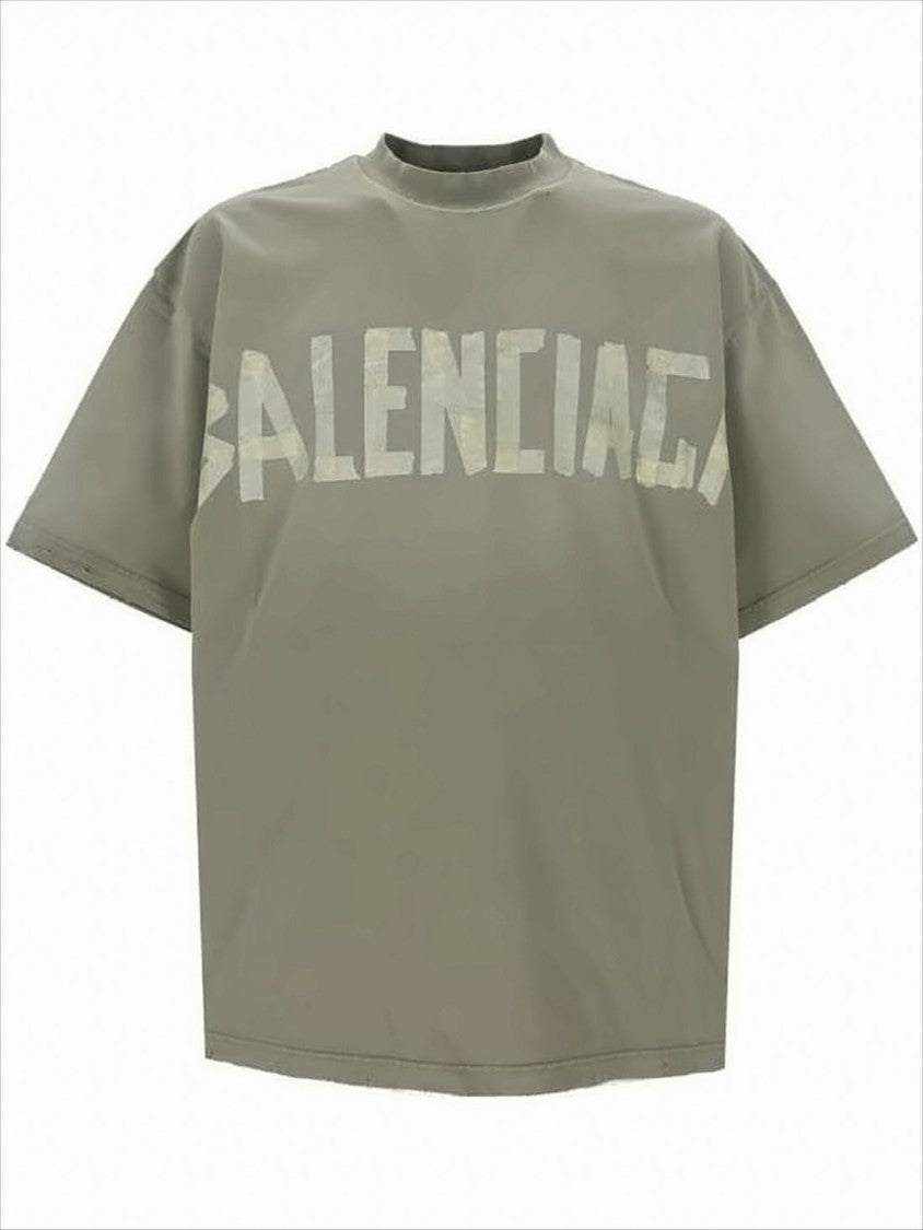 Balenciaga Distressed Logo Graphic Tee With Relaxed Fit