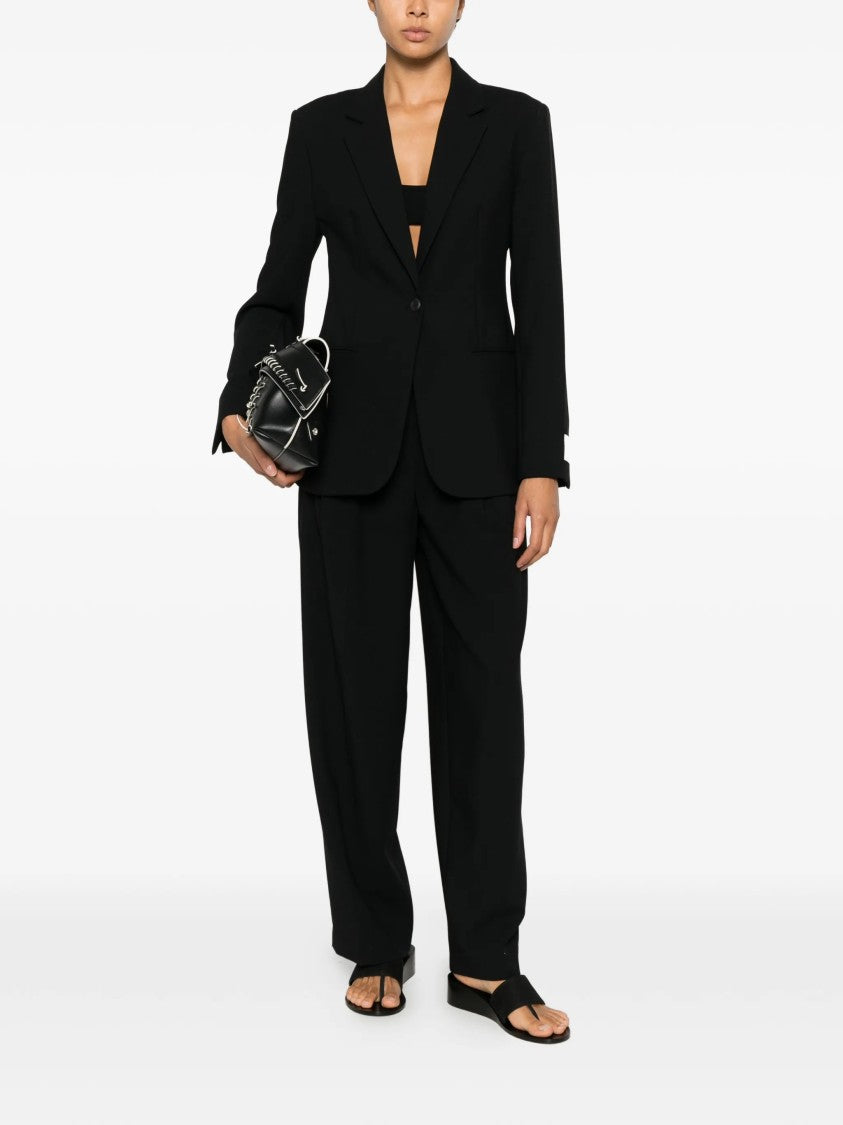 Calvin Klein Black Wide-Leg Pleated Pants