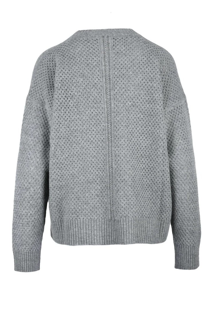 Fabiana Filippi Crew Neck Wool Silk Cashmere Sweater - Grey