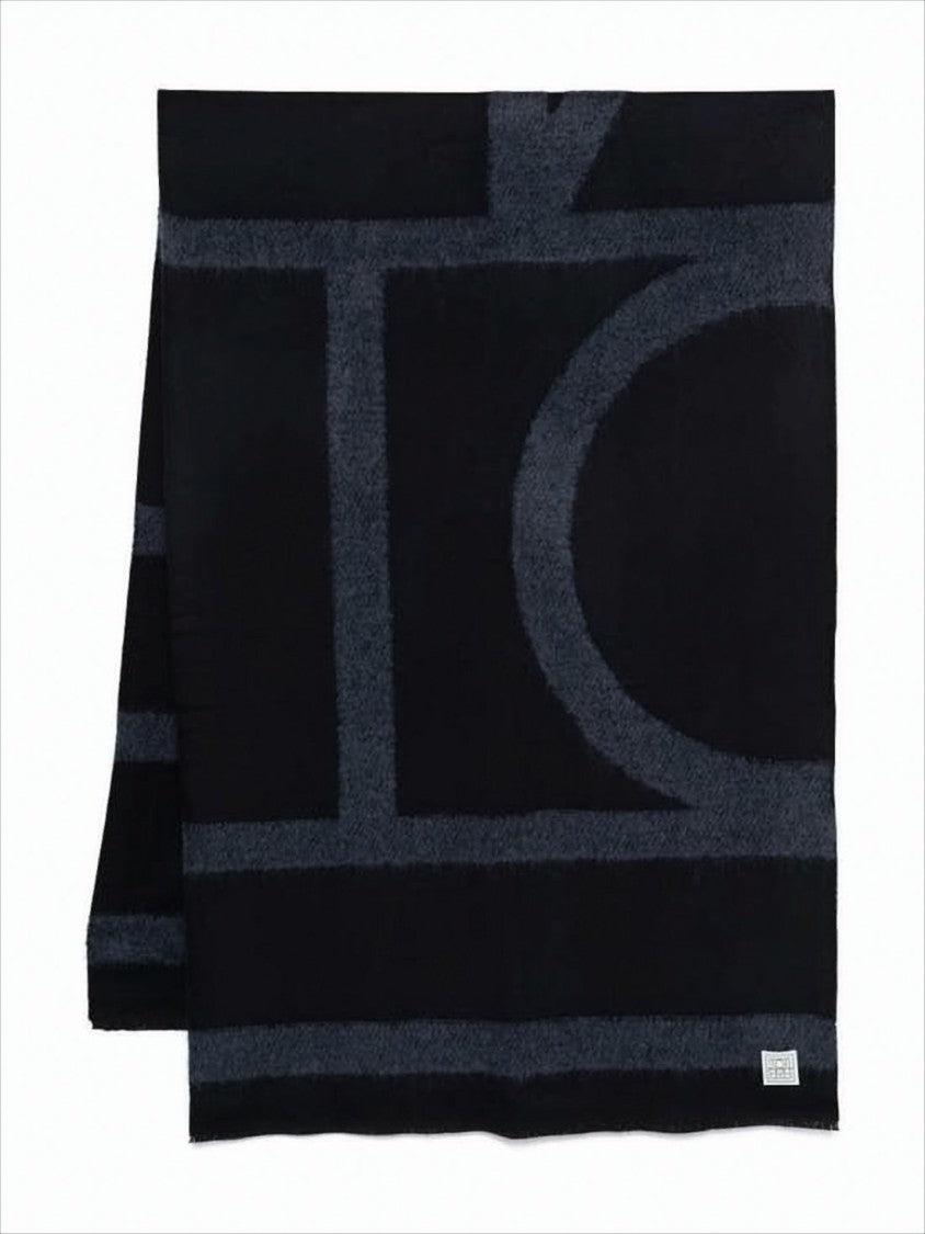 Totême Geometric Patterned Wool-Alpaca Scarf