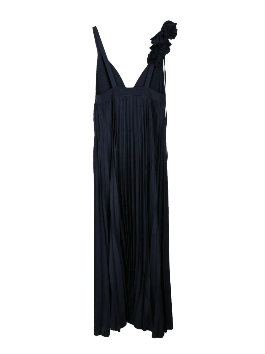 P.A.R.O.S.H. Blue Fluid Ruched Polyester Maxi Dress
