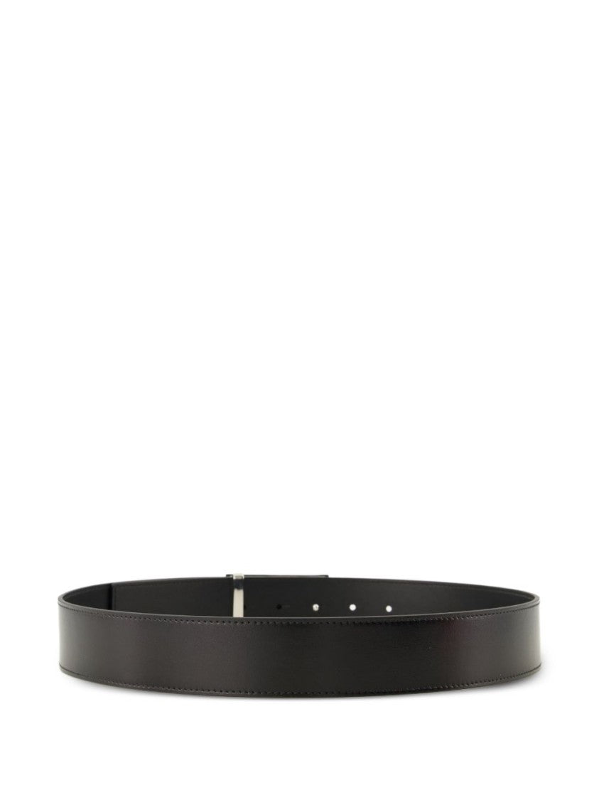 Givenchy Refined Black Belt With Polished Buckle