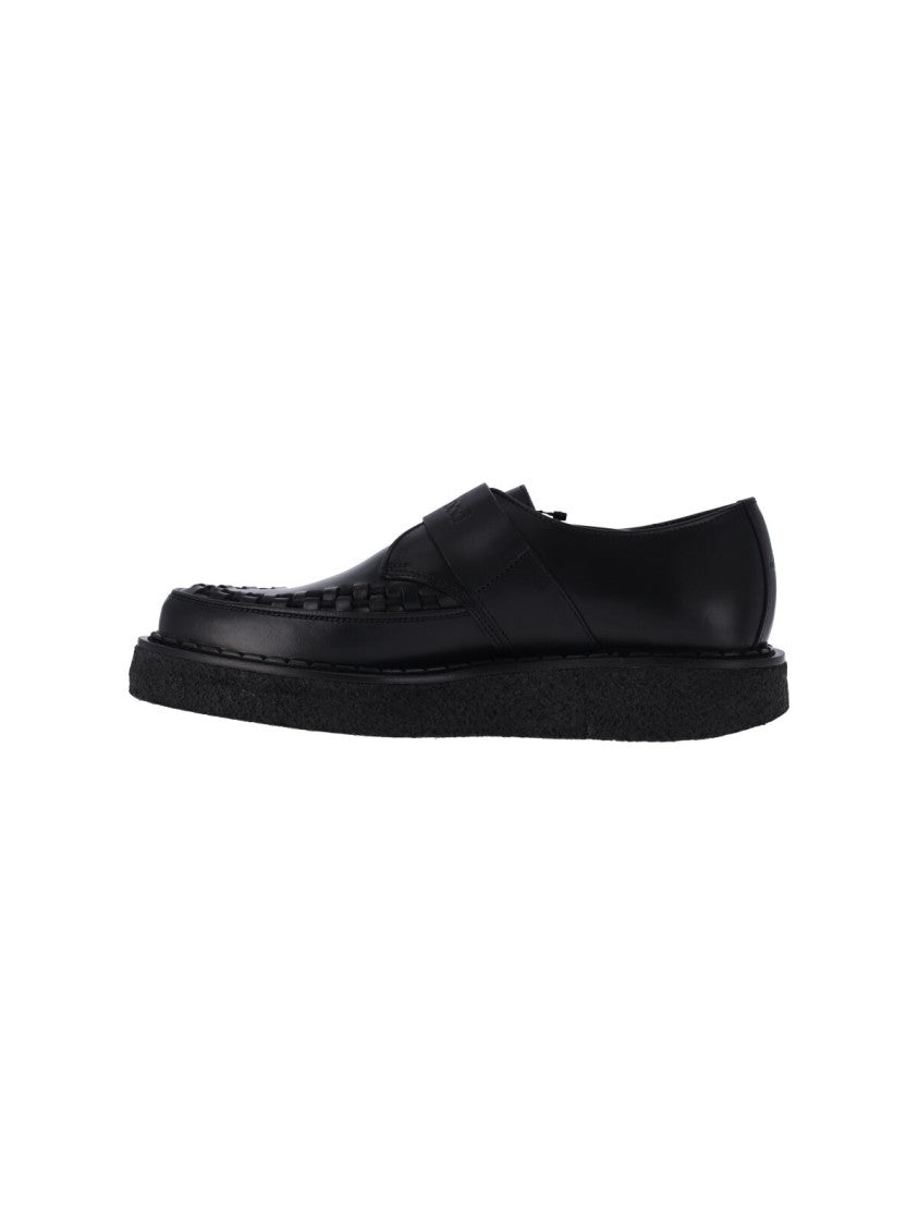 Vivienne Westwood Black Woven Detail Buckle Flat Shoes