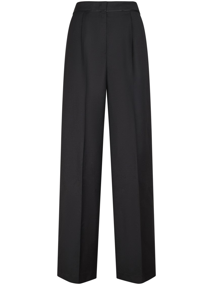 Forte Forte High-Waisted Grain De Poudre Trousers With Wide-Leg Silhouette