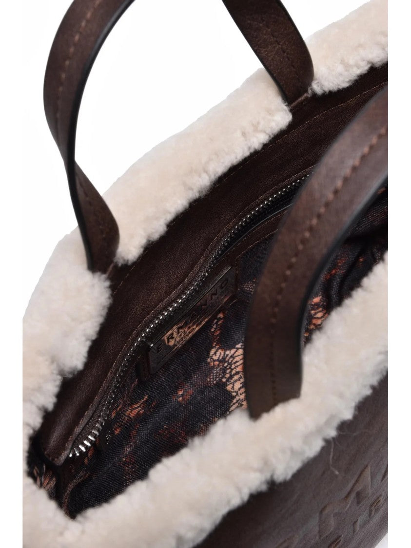 Ermanno Firenze Vanessa Double Handle Shoulder Bag With Plush Trim