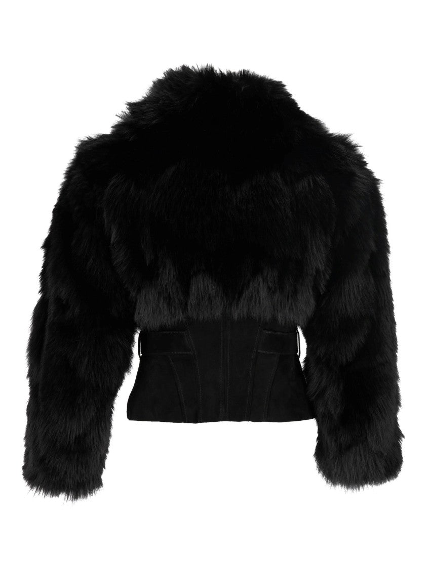 Elisabetta Franchi Faux Fur Cropped Jacket