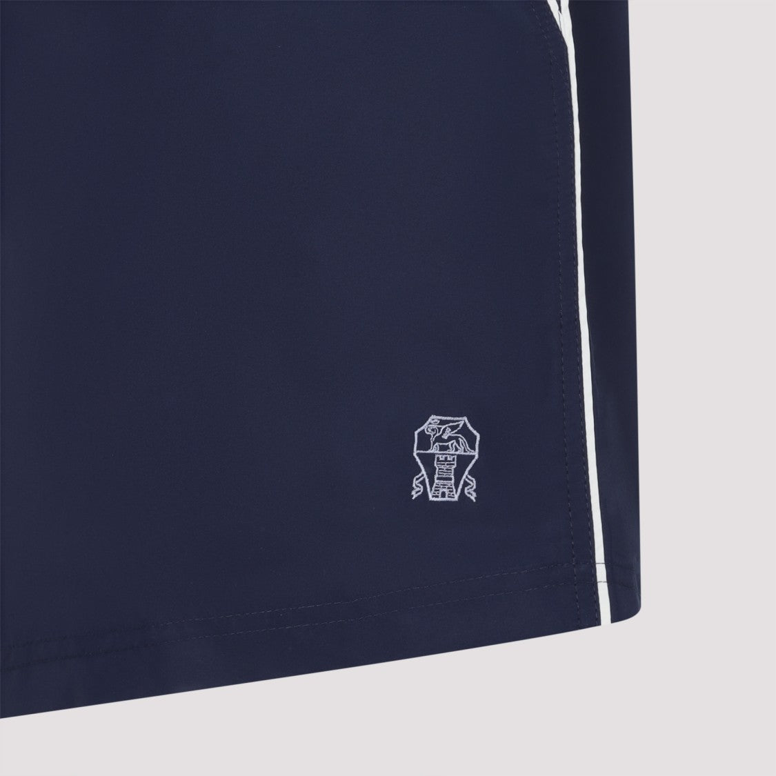 Brunello Cucinelli Classic Blue Swim Shorts With Subtle Logo Detail