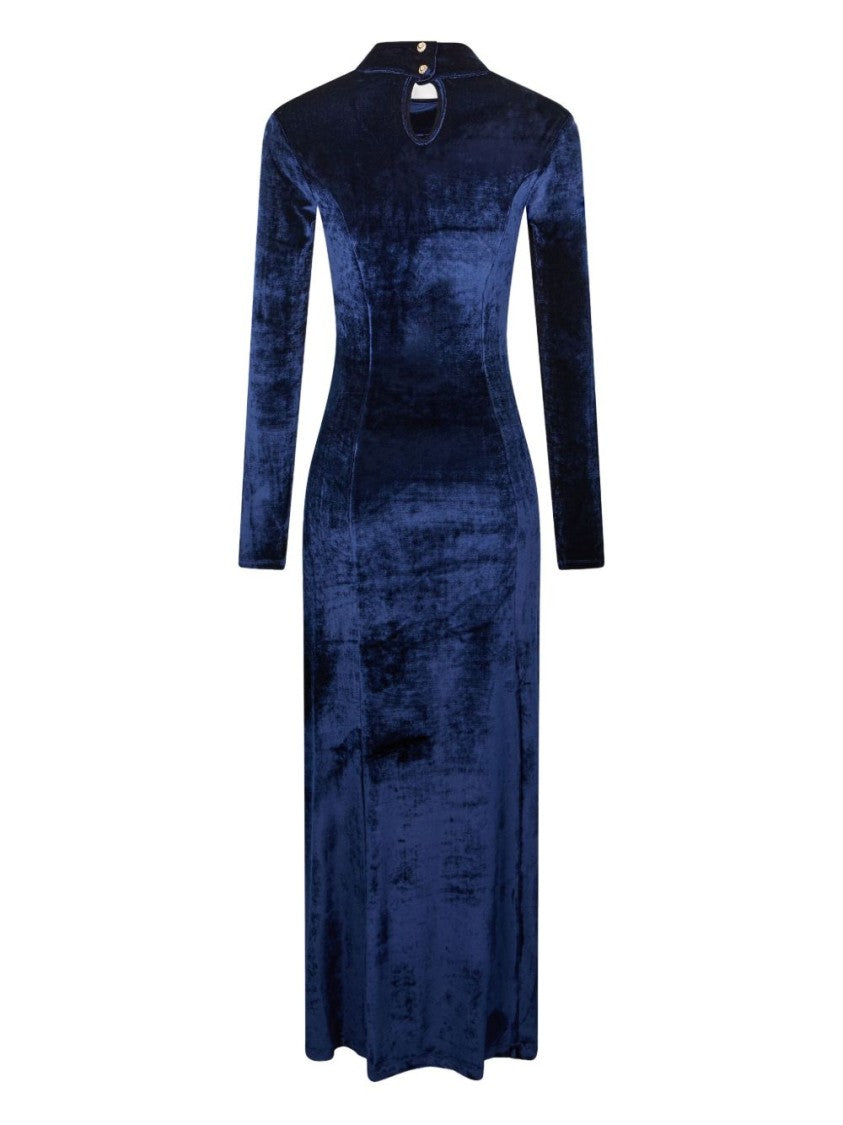 Rabanne Deep Blue Velvet Midi Dress