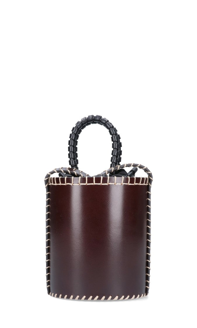 Chloé Brown Structured Leather Whipstitch Handbag