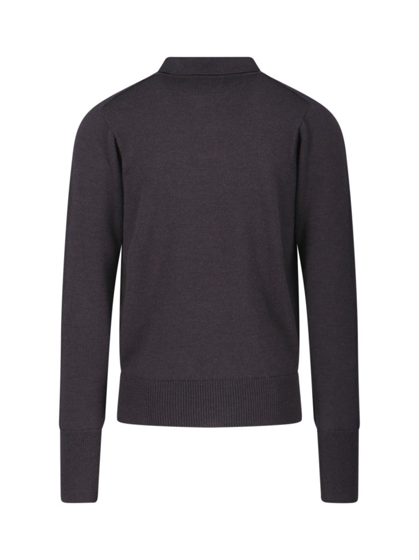 Studio Nicholson Classic Brown Knit Sweater With Ribbed Cuffs And Hem