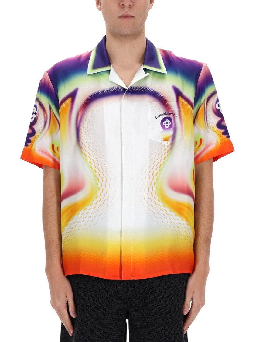 Casablanca Silk Psychedelic Printed Short Sleeve Shirt