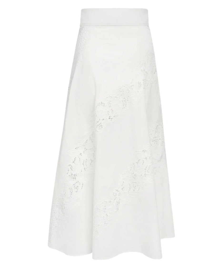 Twin-Set Midi A-Line Skirt With Lace Inserts