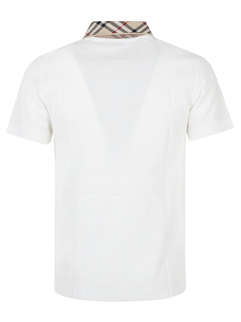 Burberry Pique Cotton Check Collar Polo Shirt