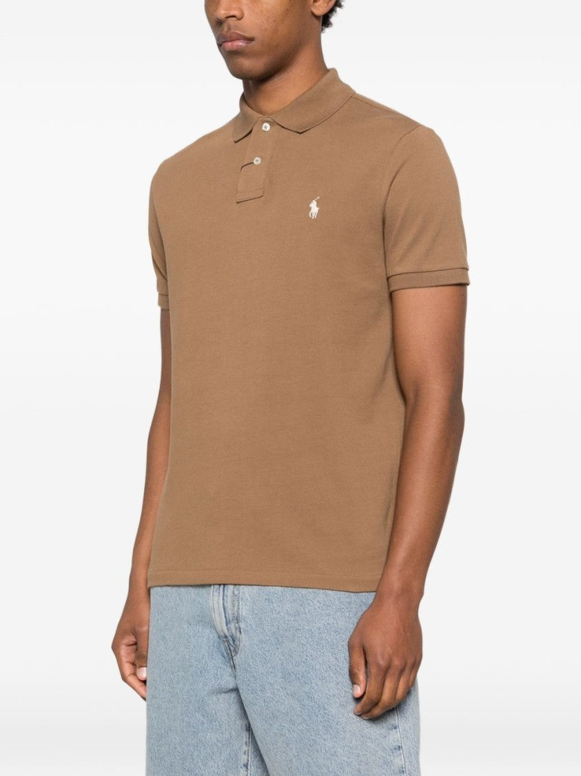 Polo Ralph Lauren Classic Brown Polo Shirt With Textured Knit Fabric