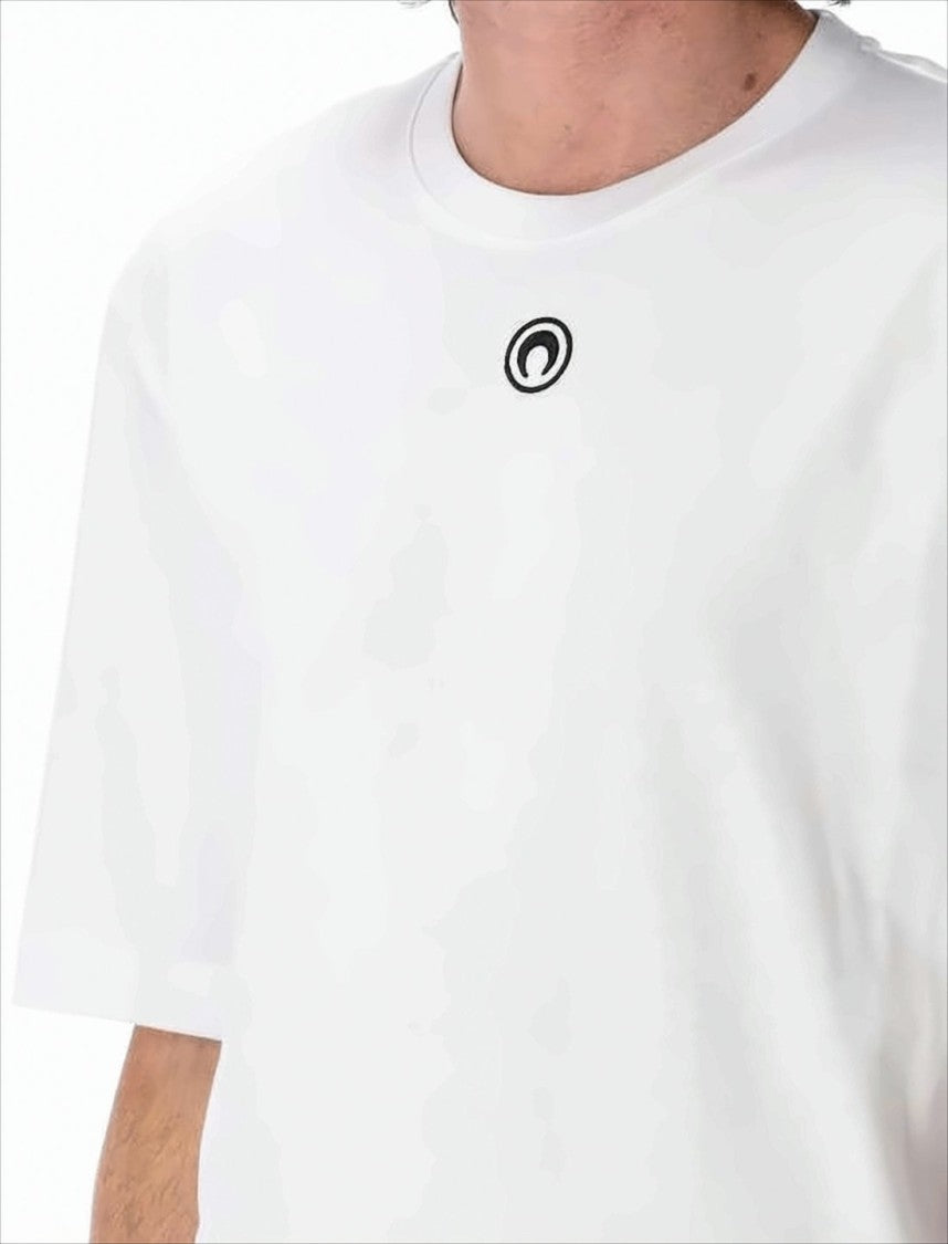 Marine Serre Plain White Short-Sleeved T-Shirt With Minimalist Logo