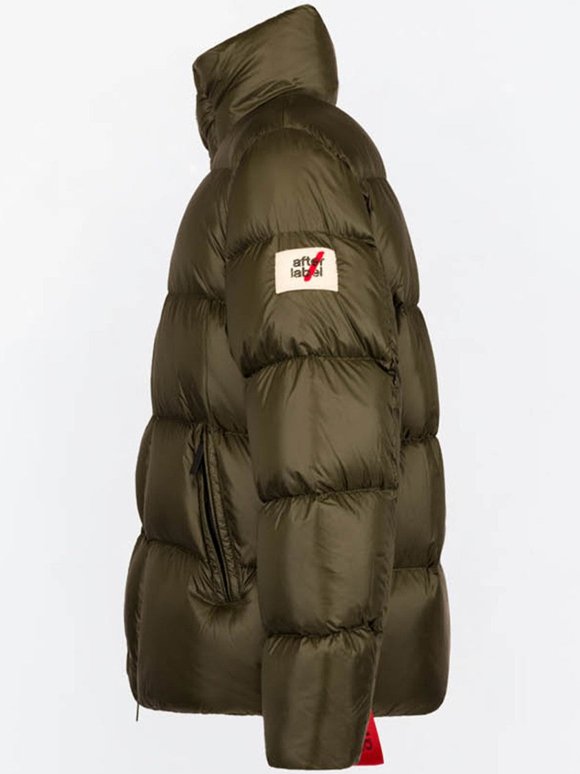 After Label High Collar Side Zip Quilted Down Jacket
