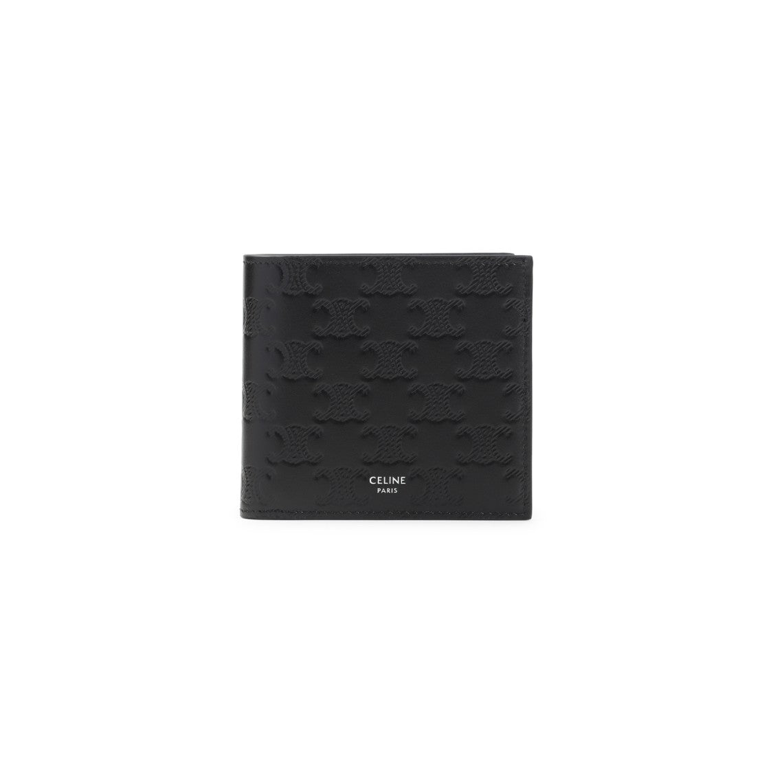 Celine Compact Black Calf Leather Clutch With Embossed Surface