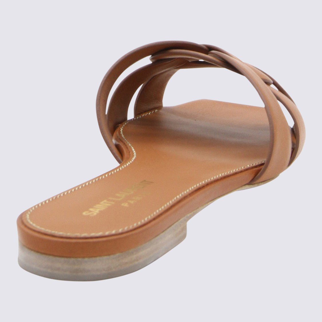 Saint Laurent Brown Leather Tribute Flats