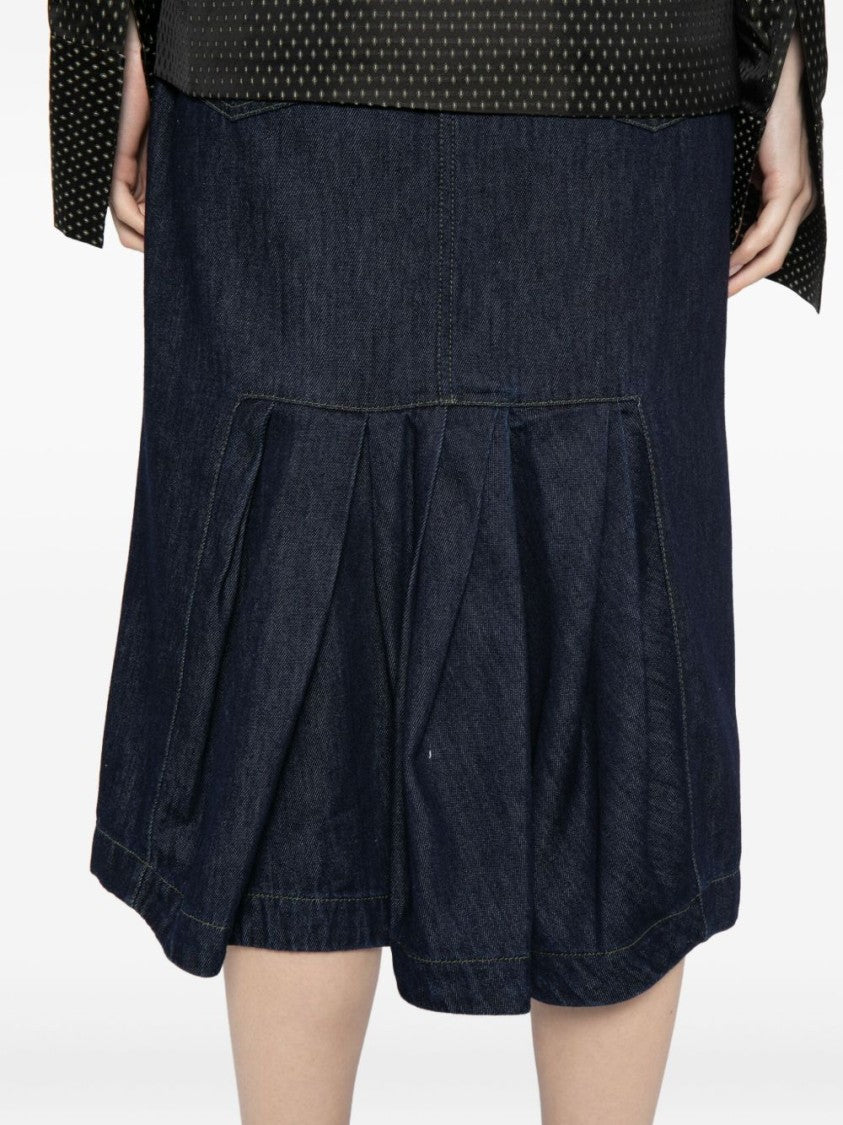 Dries Van Noten A-Line Dark Denim Midi Skirt