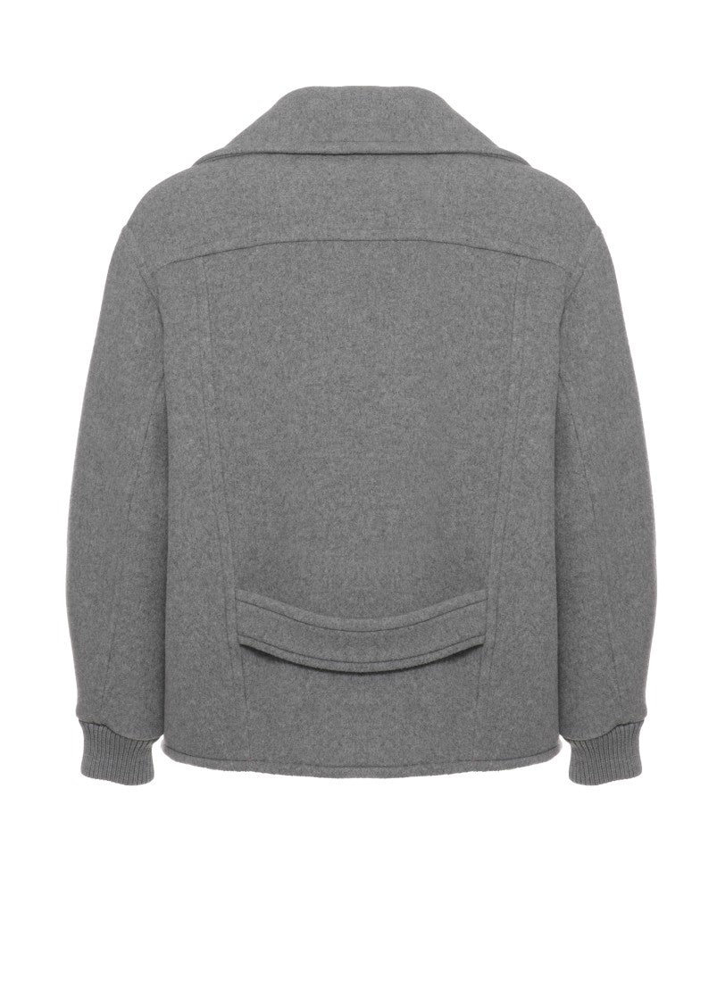 Moschino Grey Double-Breasted Gold Accents Jacket
