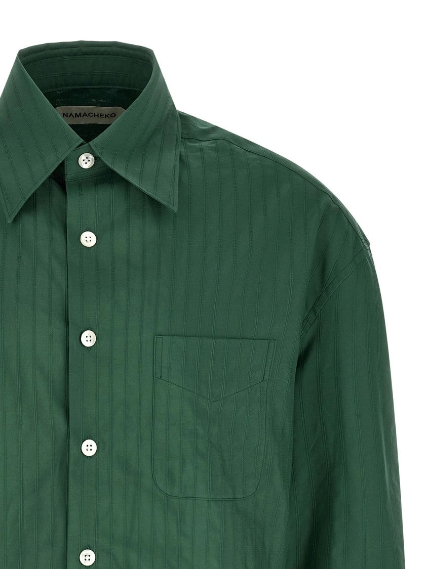 Namacheko Grinda Deep Green Striped Shirt