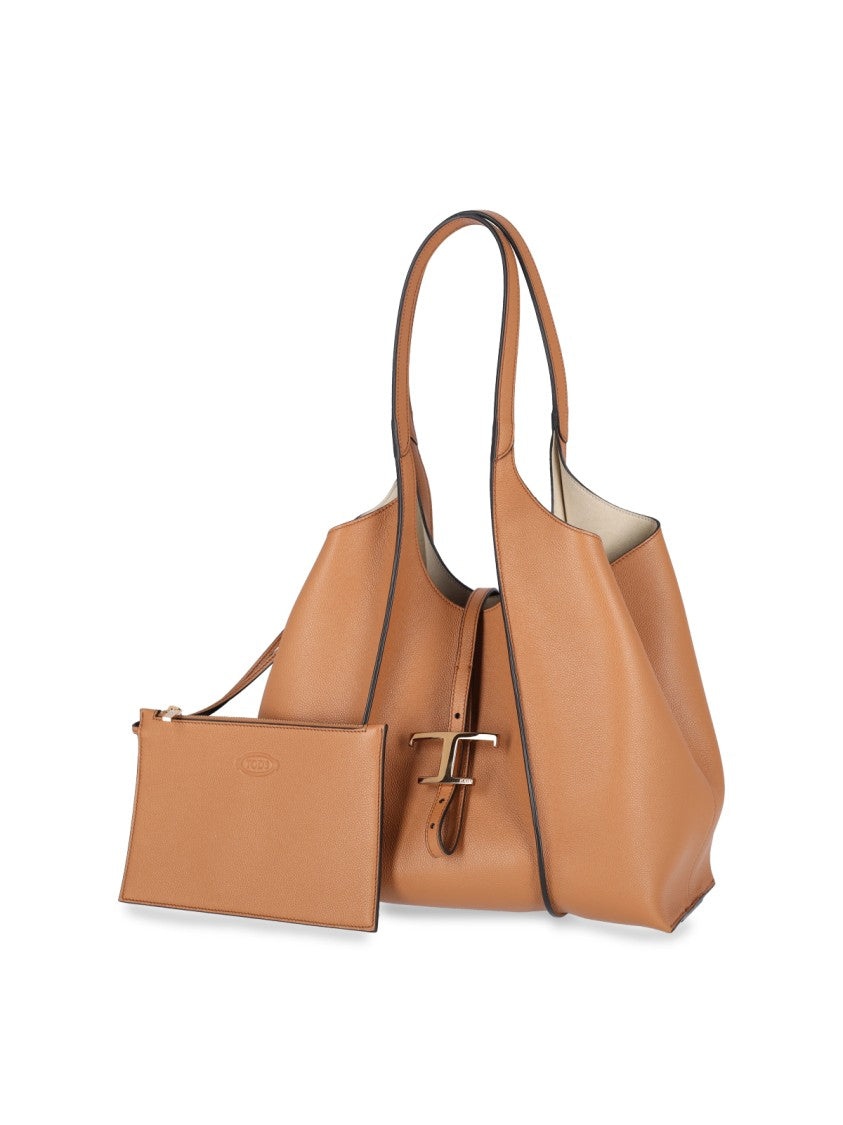 Tod's Brown T Timeless Small Tote Bag