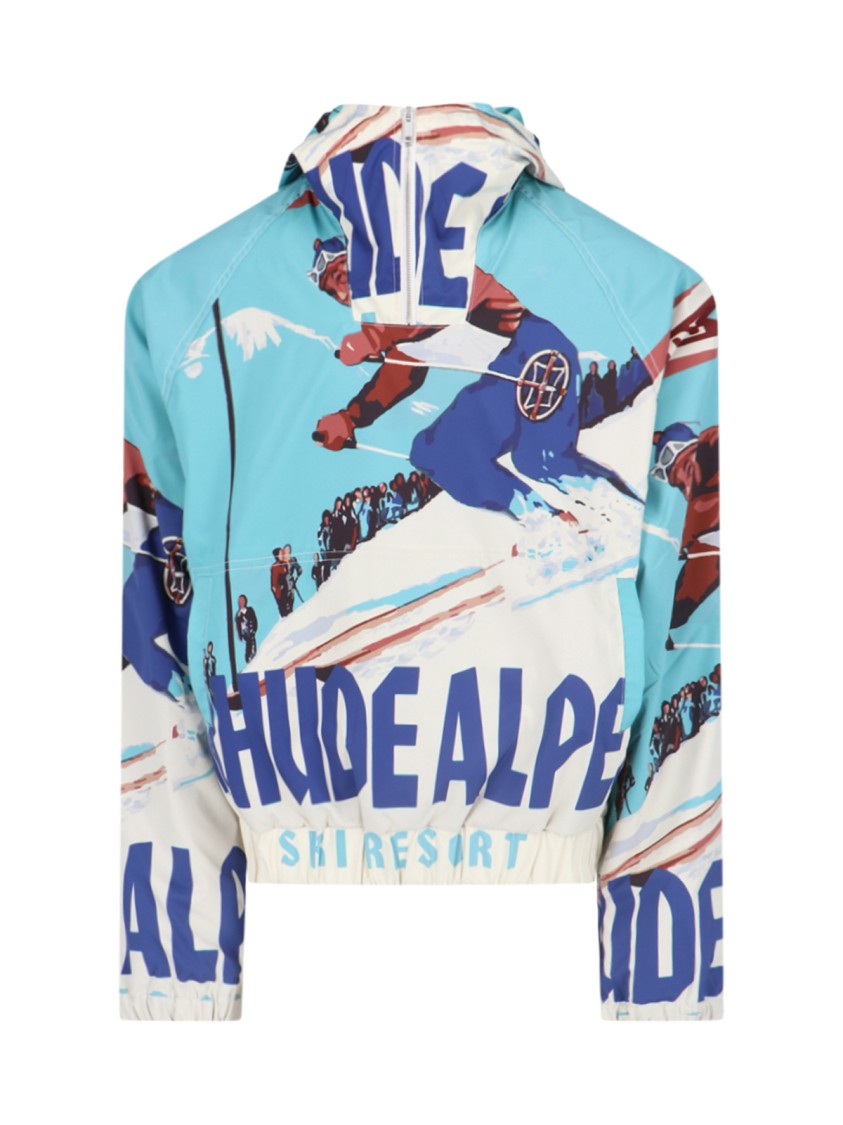 Rhude Hooded Technical Jacket In Light Blue