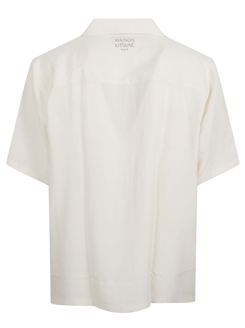 Maison Kitsuné Short-Sleeved Button-Up Shirt With Camp Collar And Embroidered Design