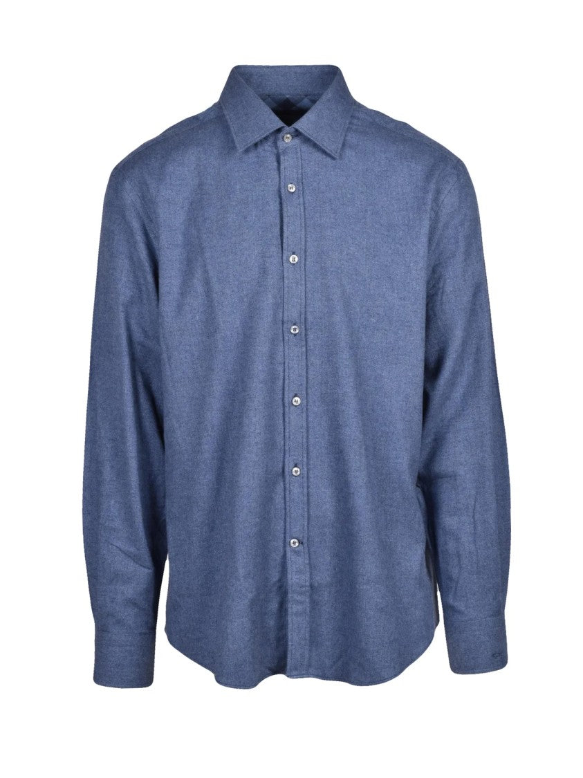 Paul & Shark Blue Cotton Flannel Shirt