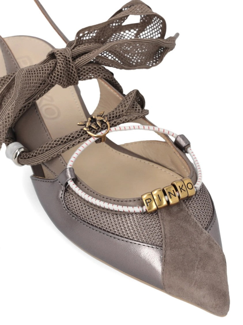 Pinko Gianira 30 Suede/Mesh Slingback Ballerinas