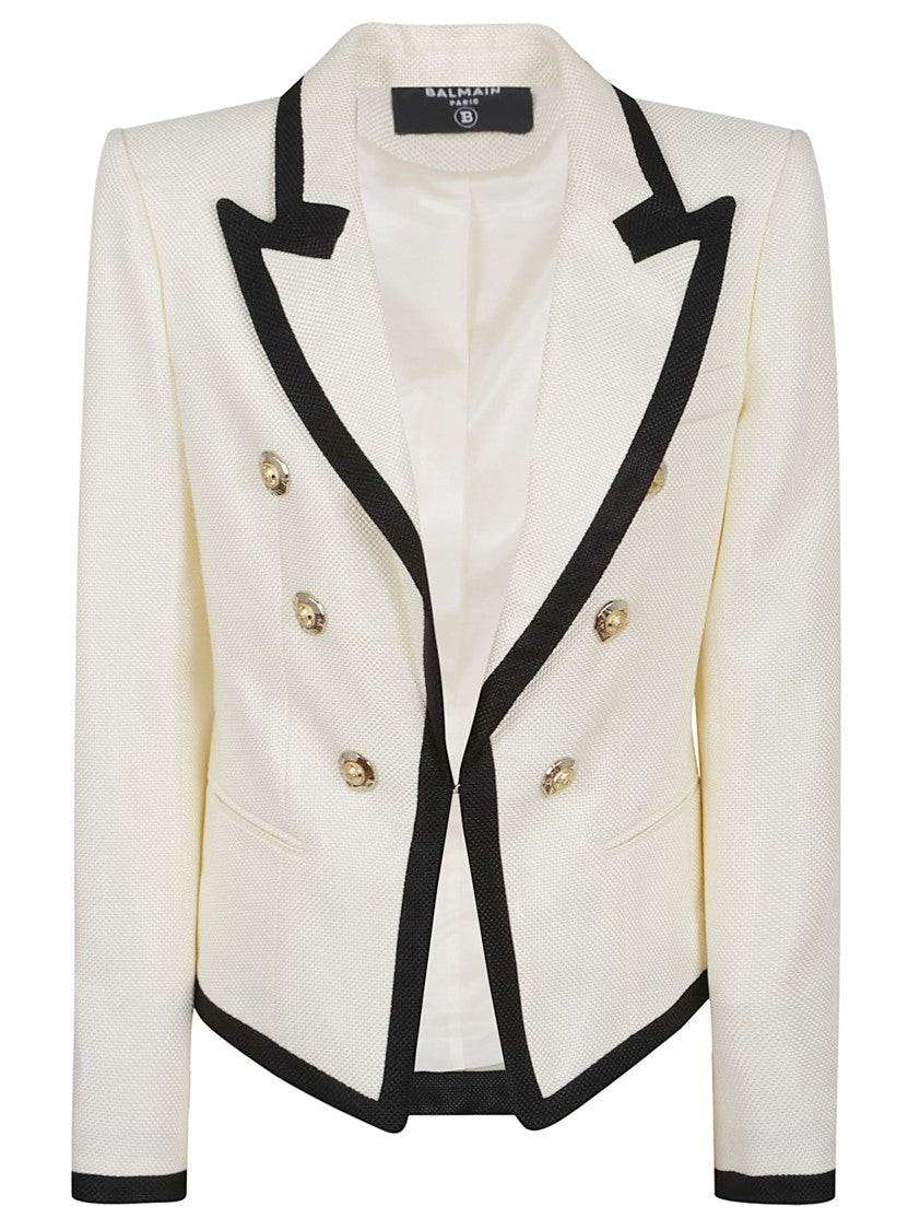 Balmain Natté Jacket With Italian Tailored Collar And Gold-Tone Buttons