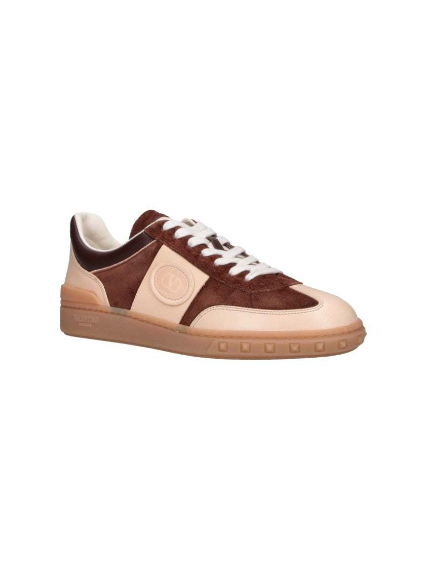 Valentino Garavani Brown Upvillage Contrast Detail Leather Sneakers