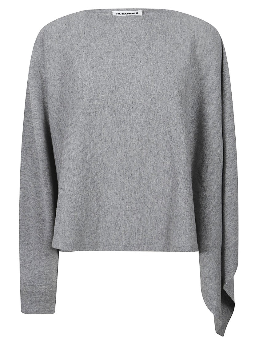 Jil Sander One-Sleeve Asymmetrical Cape Top In Soft Knit