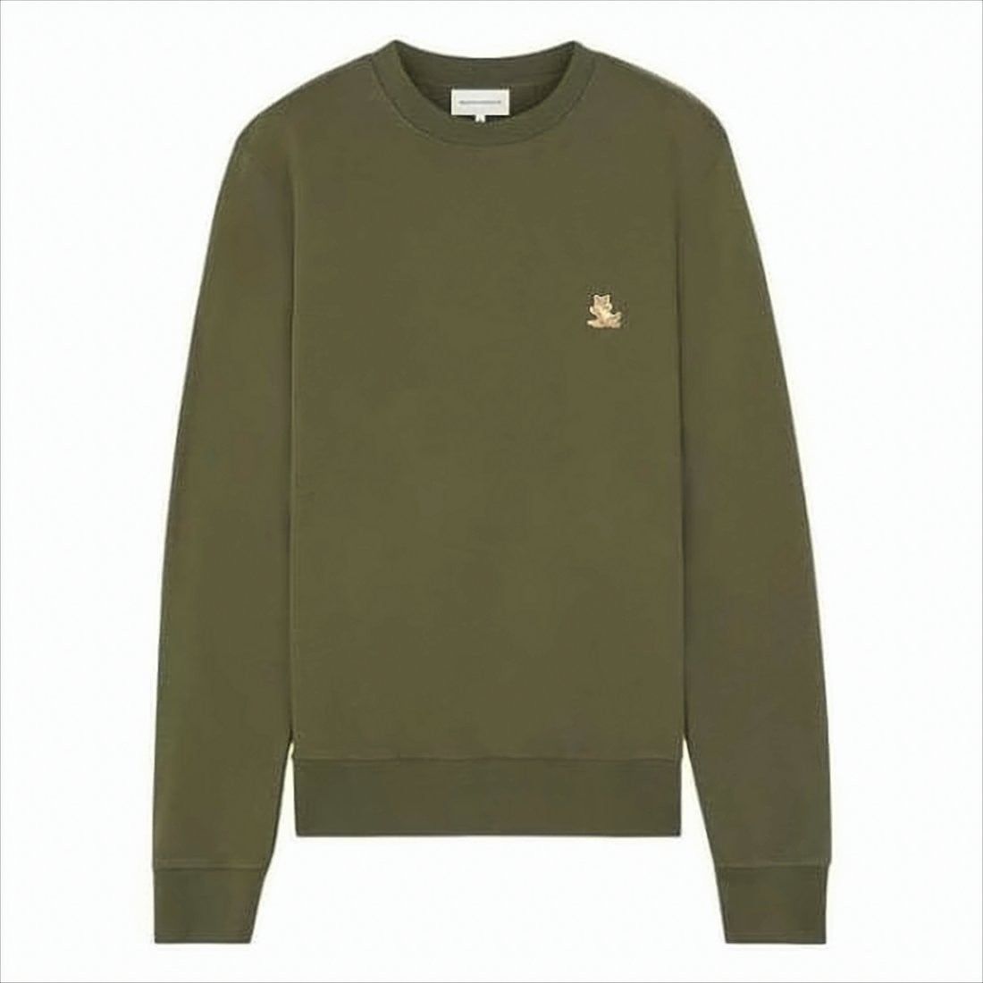 Maison Kitsuné Minimalist Olive Green Long-Sleeve Crewneck Sweatshirt