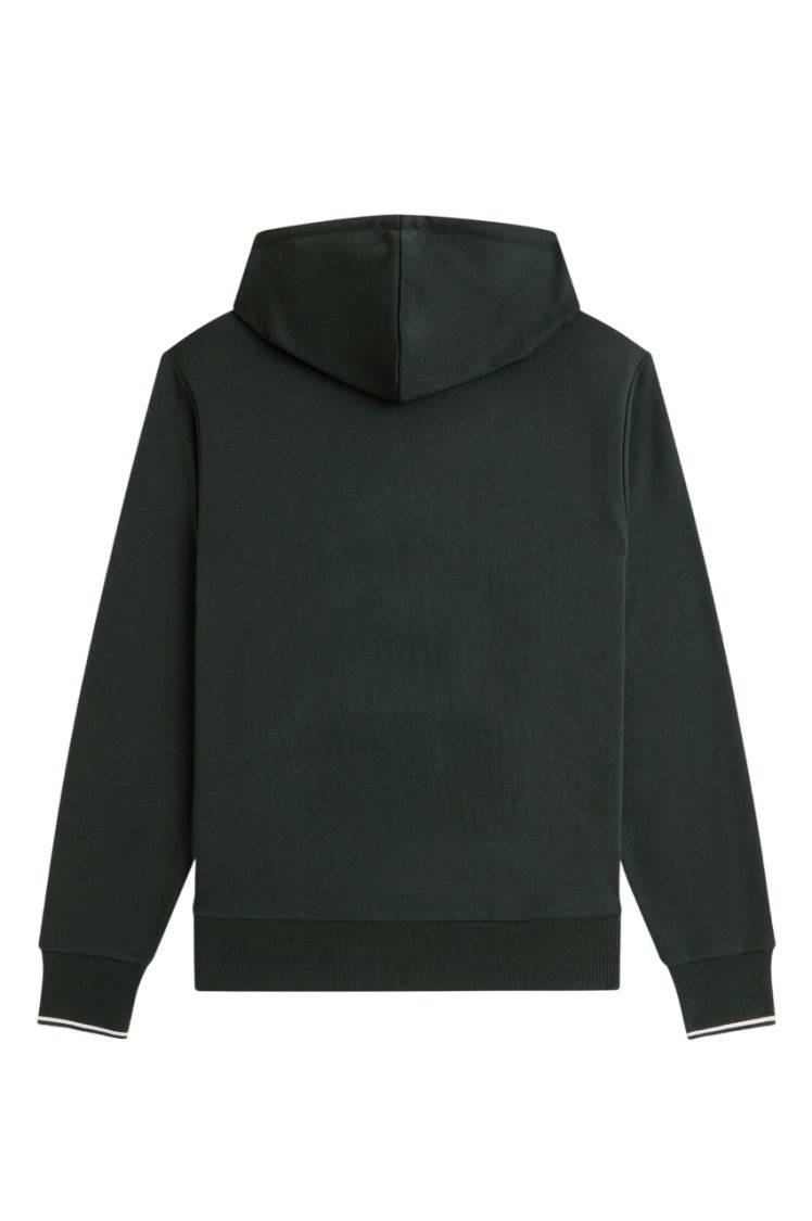 Fred Perry Green Cotton Hoodie With Drawstring