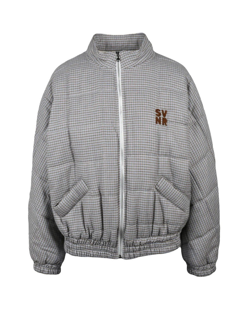 Souvenir Padded Bomber Jacket - Brown/Blue