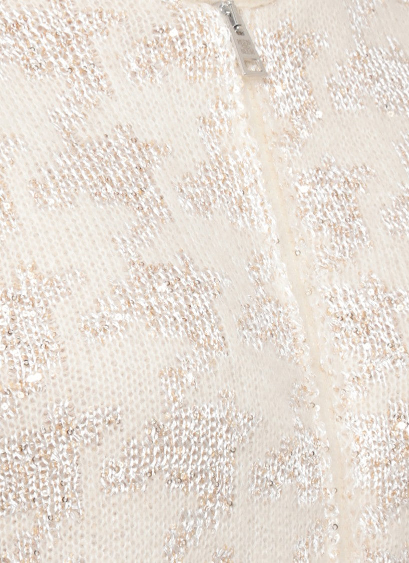 Panicale Ivory Alpaca-Blend Sequined Zip Jacket