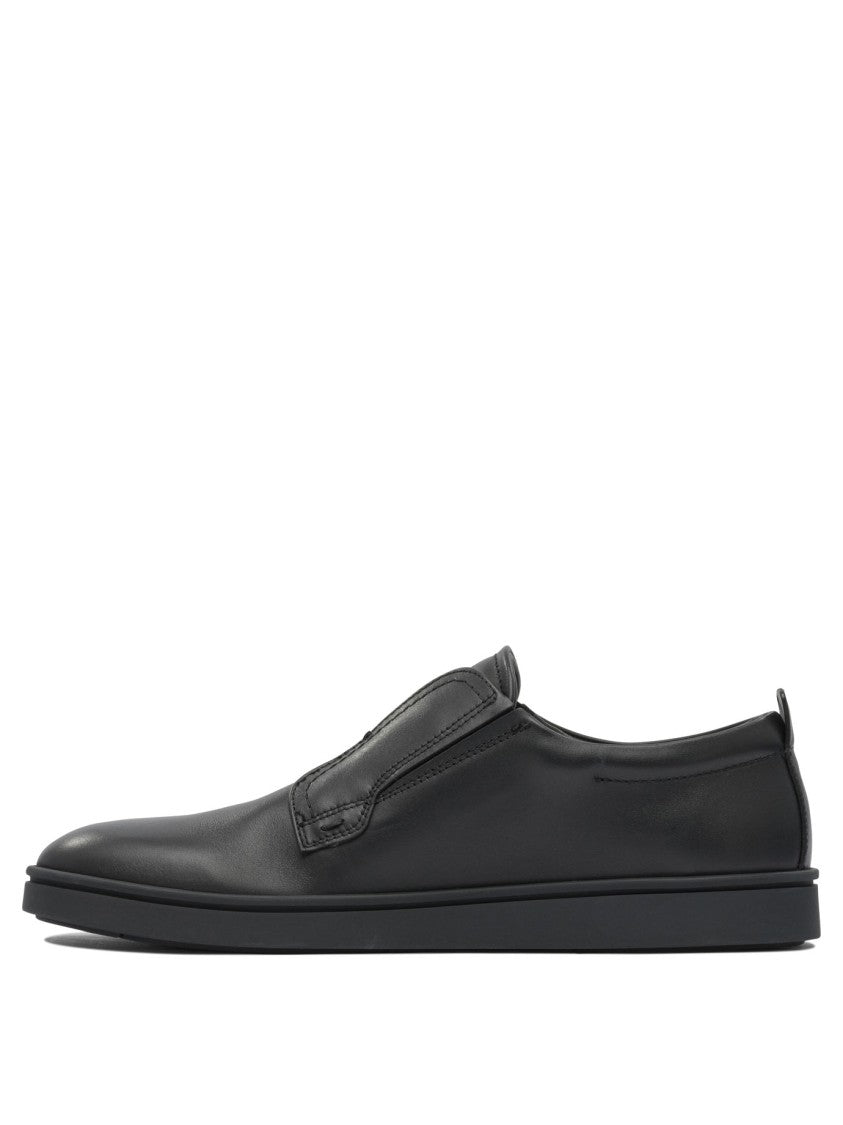 Ferragamo Black Leather Loafers With Smooth Upper