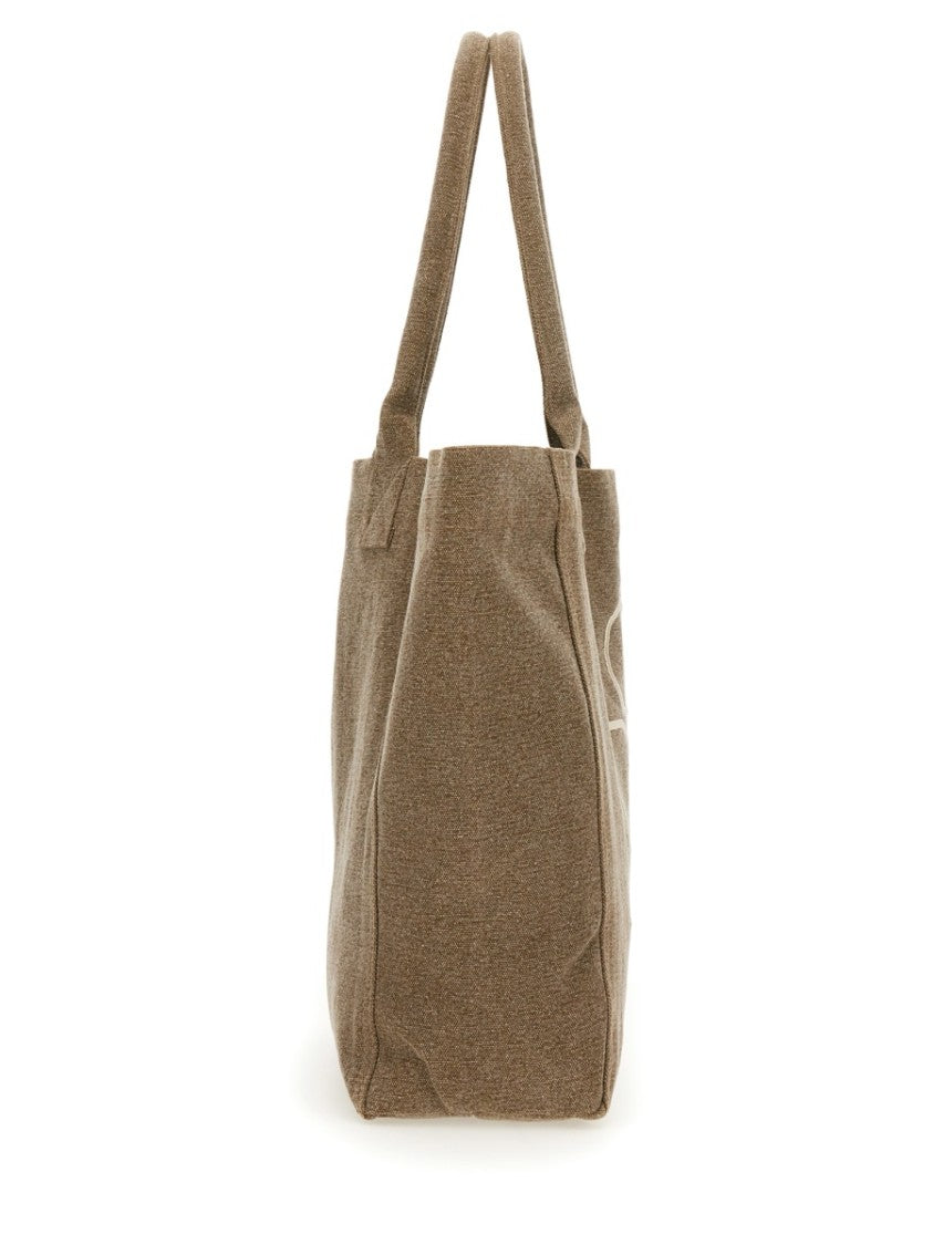 Isabel Marant Textured Cotton Small Tote Bag With Bold Graphic Logo