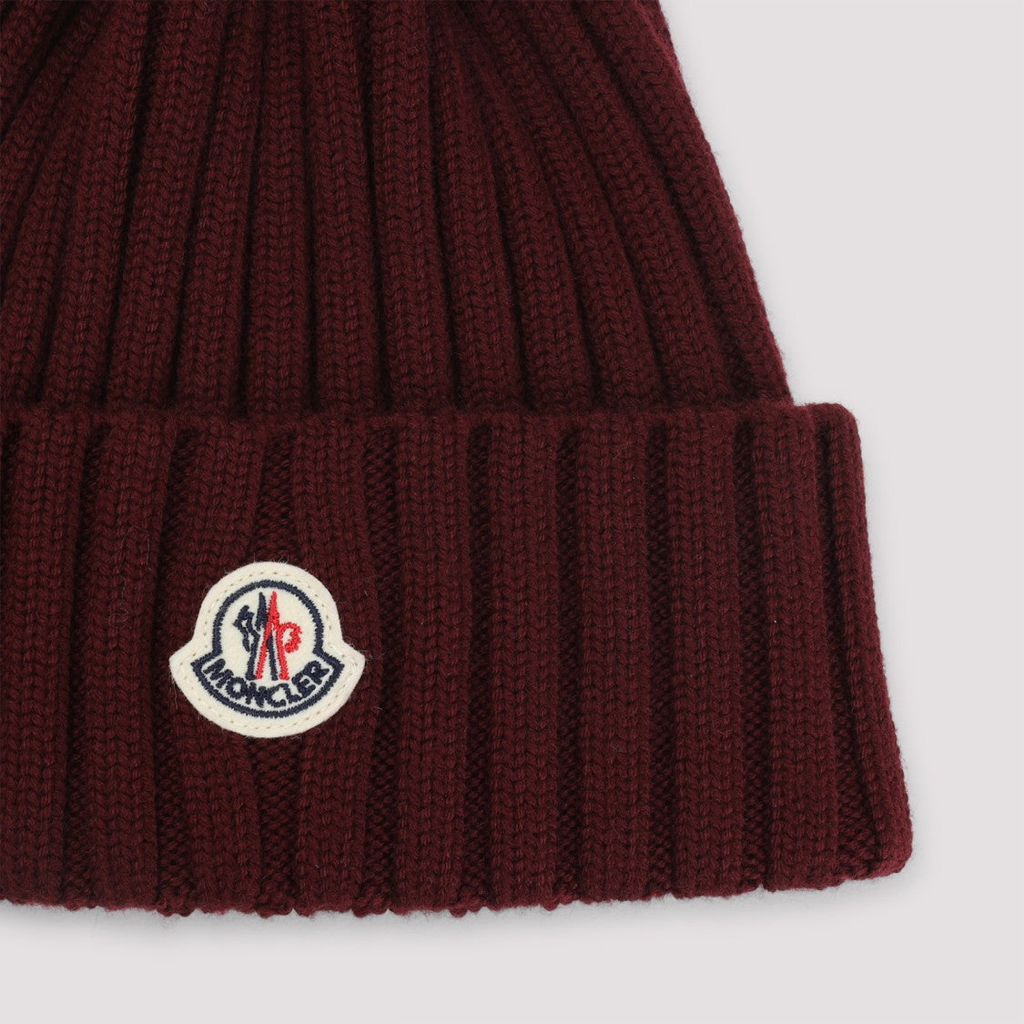 Moncler Ribbed Knit Hat With Fluffy Pom-Pom
