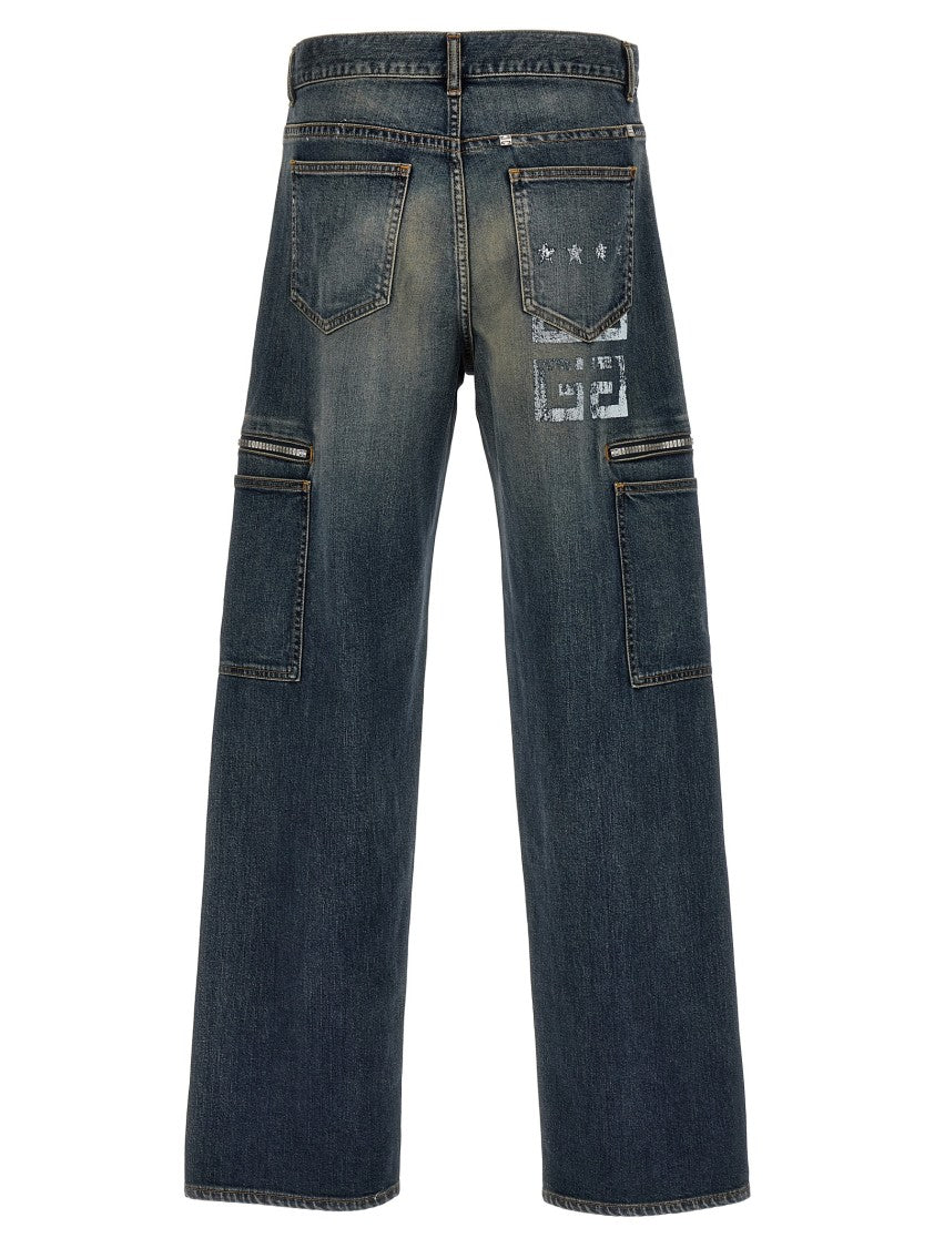 Givenchy Blue Cargo Denim Jeans With Zipped Pockets