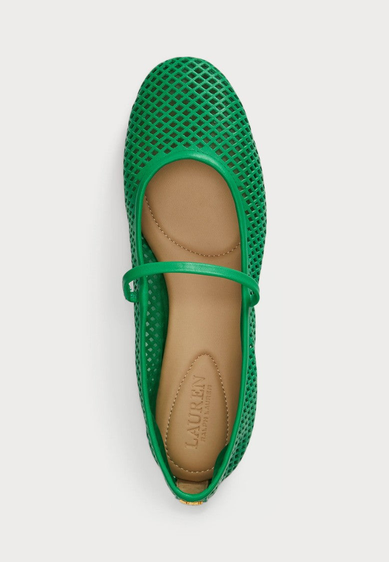 Lauren Ralph Lauren Green Jayna Mj Perforated Ballerina Flats