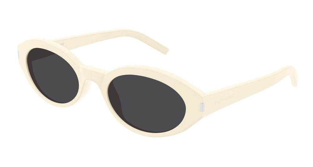Saint Laurent Ivory Bold Dark Lenses Round Sunglasses