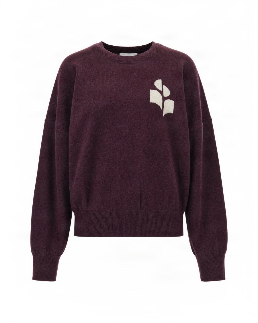 Isabel Marant Étoile Chocolate Long-Sleeve Sweater With Embroidered Logo And Ribbed Edges