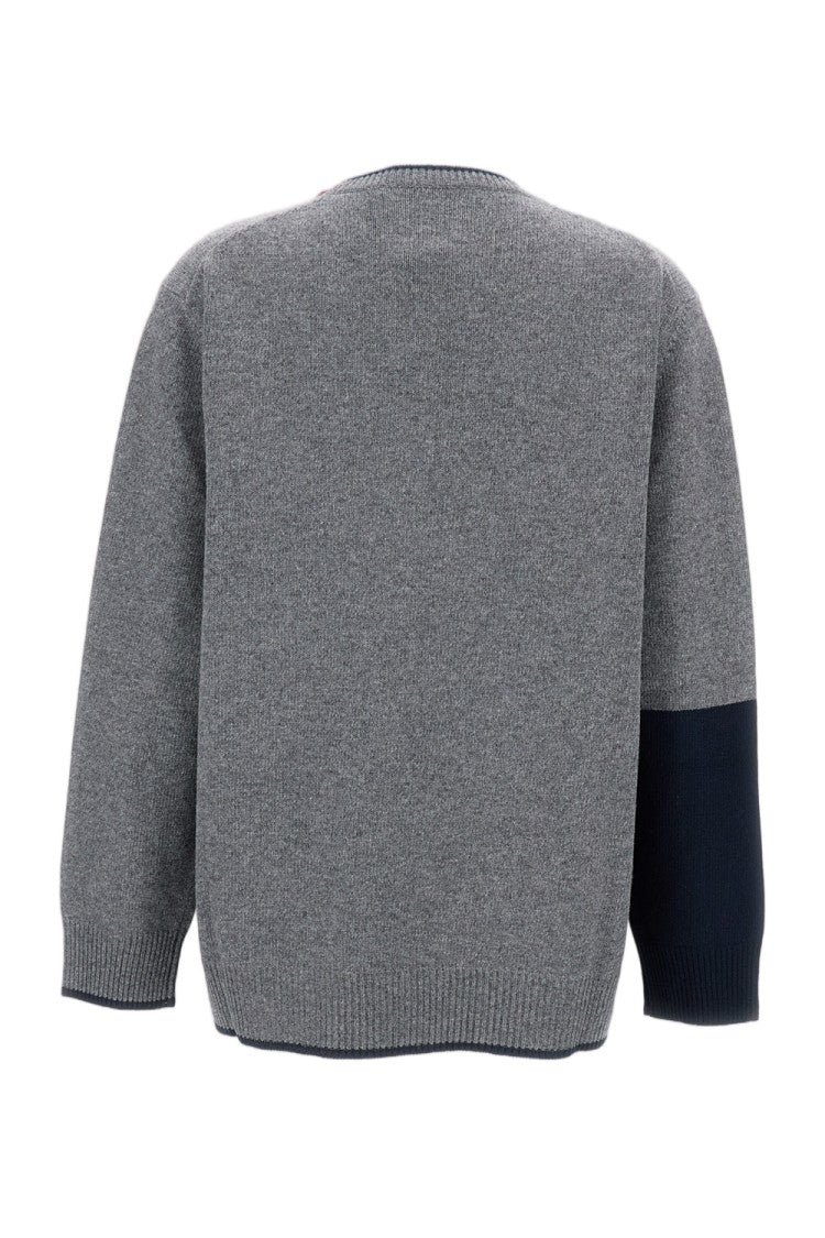 Plan C Multicolor Geometric Pattern Wool Cachemire Crewneck Sweater