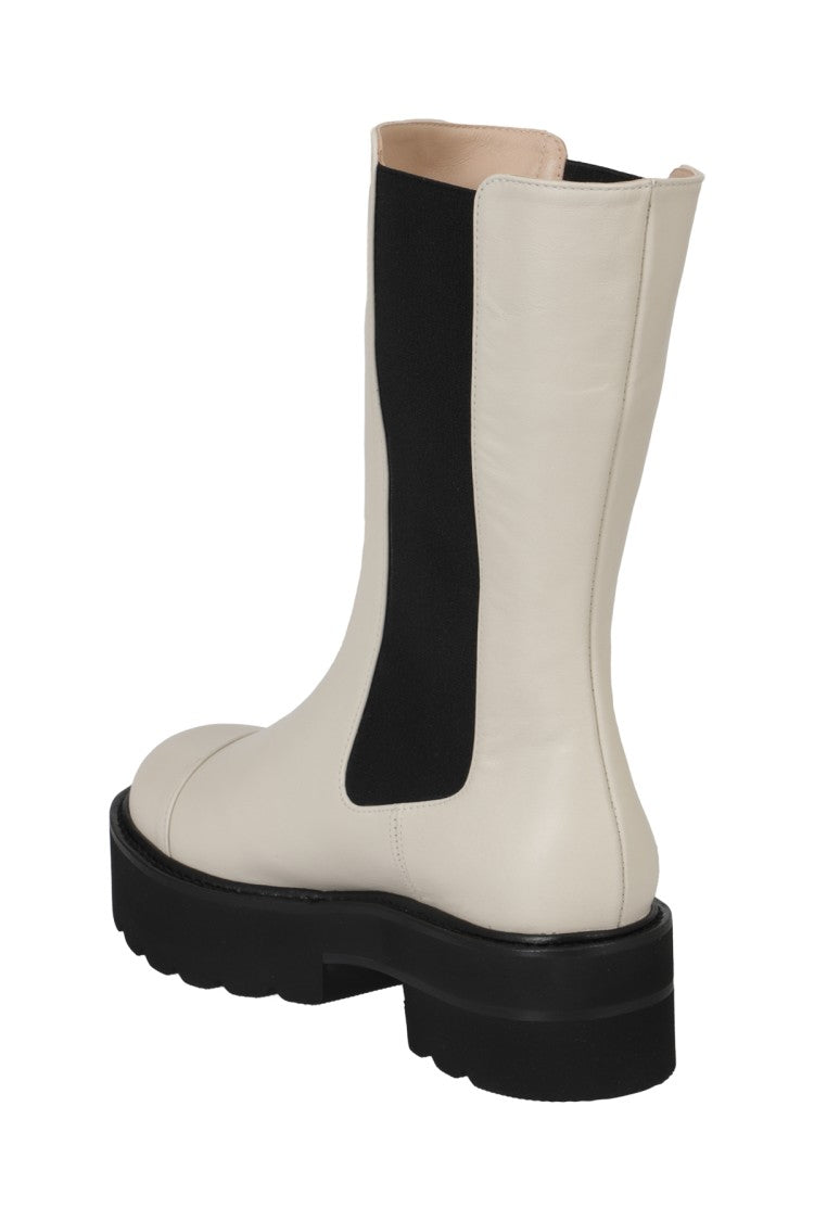 Stuart Weitzman Mid-Height Leather Boots With Rounded Toe