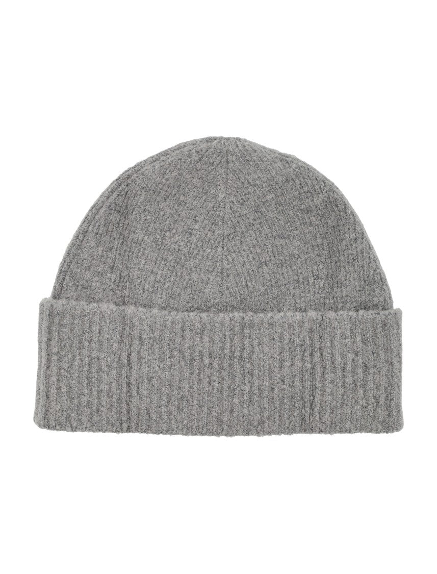 Ami Paris Grey Ribbed Alpaca Beanie