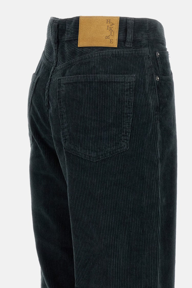Haikure Wide-Leg Ribbed Cotton Jeans With Leather Logo Tag
