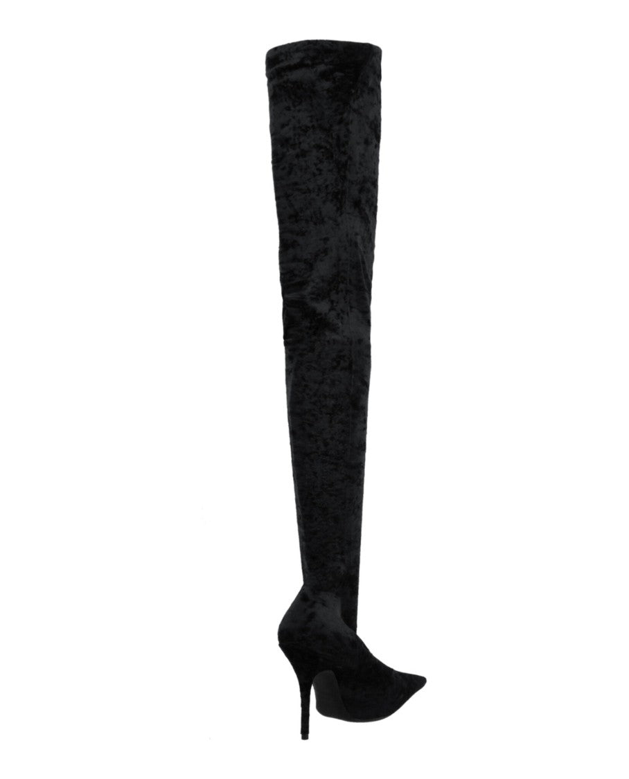 Balenciaga Knife Cuissardes 110 Crushed Velvet Boots